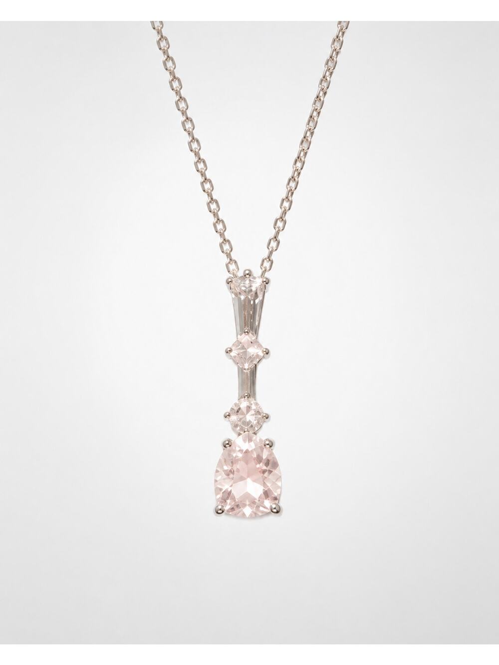 Sterling Silver Pendant Necklace, Sparkly Rhinestones, 925 17" Elegant sn01-49